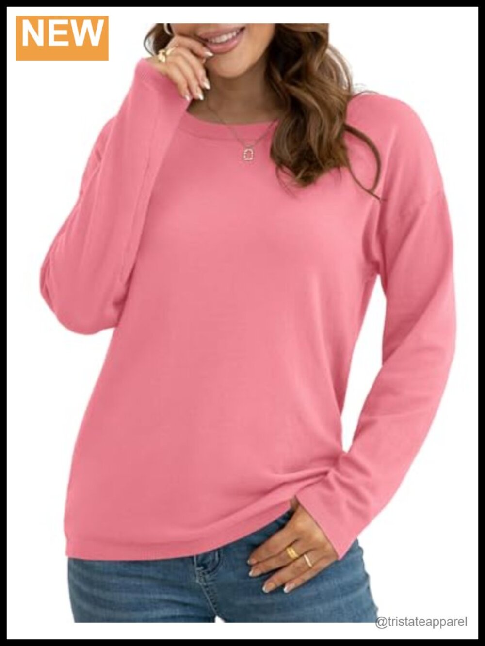 Women's Striped Knit Pullover Sweater Long Sleeve Crew Neck Cozy Fall Top